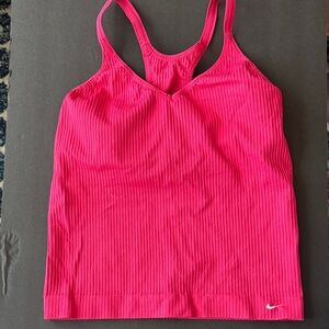 Nike Bright Pink Ribbed Racerback Tank with Shelf Bra Size M